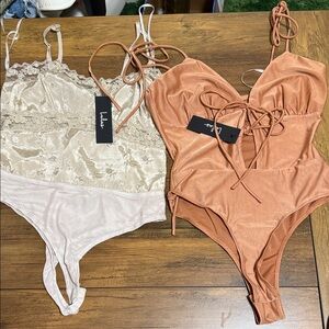 Lulus Lace and Rust Bodysuit Set size small for both
